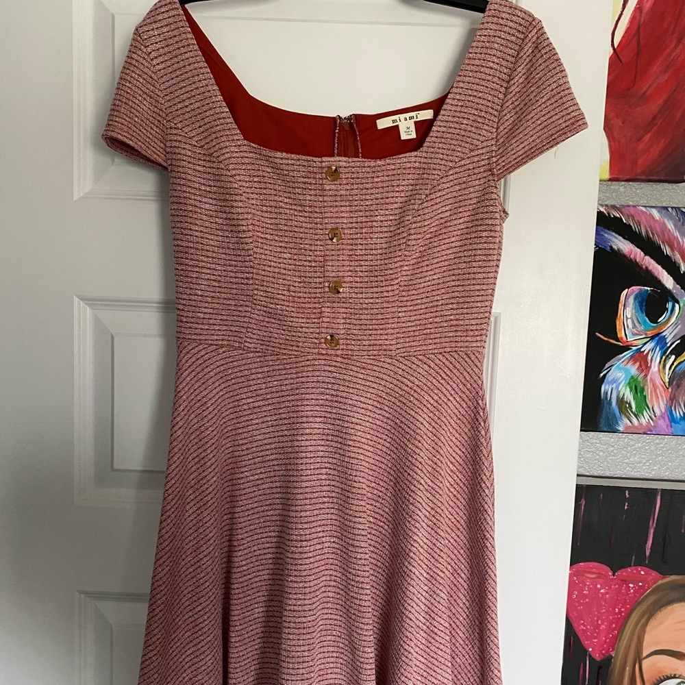 Red scoop neck summer dress